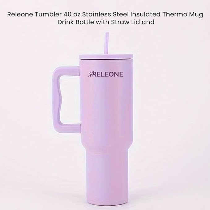 Tumbler 40 oz Stainless Steel Insulated Thermo Mug Drink Bottle with Straw(Lavender Mist)