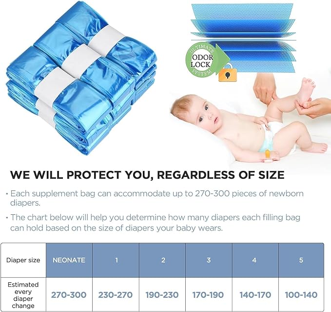 diaper pail refills size use up to 270 times