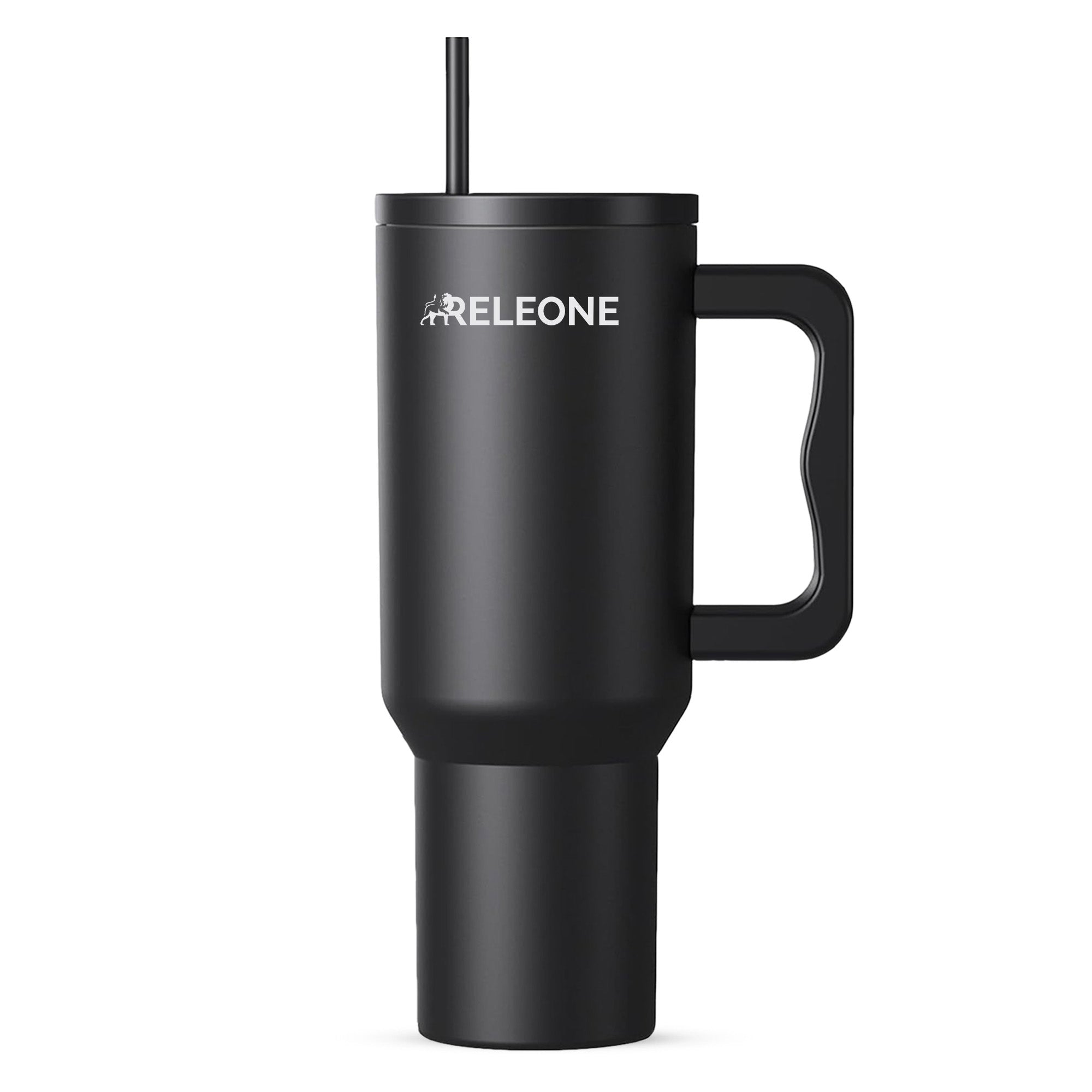 Tumbler 40 oz Stainless Steel Insulated Thermo Mug Drink Bottle with Straw (Midnight Black)